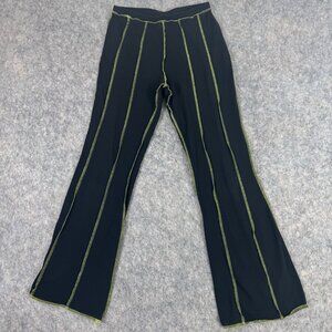 The Ragged Priest Black Pants Green Stitching Size Small Flare Pull On